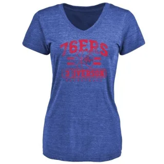 Allen Iverson Women's Philadelphia 76ers Royal Baseline Tri-Blend T-Shirt