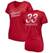 Alonzo Mourning Women's Miami Heat Red Sideline Tri-Blend V-Neck T-Shirt