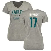 Alshon Jeffery Women's Philadelphia Eagles Heather Gray Distressed Name & Number Tri-Blend V-Neck T-Shirt