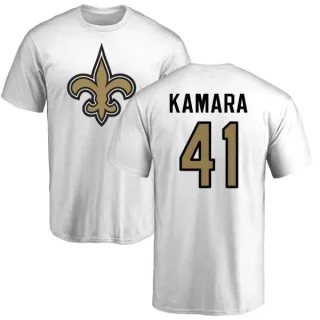 Alvin Kamara New Orleans Saints Name & Number Logo T-Shirt - White