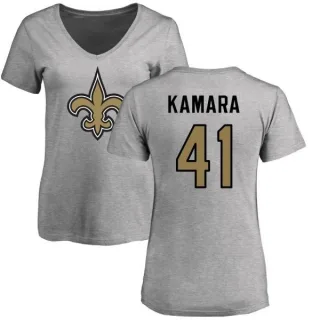 Alvin Kamara Women's New Orleans Saints Name & Number Logo Slim Fit T-Shirt - Ash