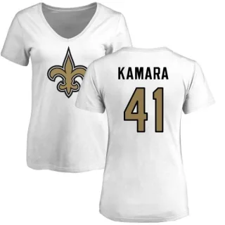 Alvin Kamara Women's New Orleans Saints Name & Number Logo Slim Fit T-Shirt - White