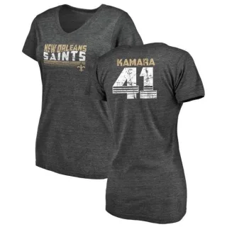 Alvin Kamara Women's New Orleans Saints Retro Tri-Blend V-Neck T-Shirt - Black