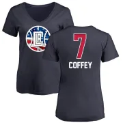 Amir Coffey Women's Los Angeles Clippers Navy Name and Number Banner Wave V-Neck T-Shirt