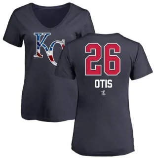 Amos Otis Women's Kansas City Royals Name and Number Banner Wave V-Neck T-Shirt - Navy