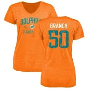 Andre Branch Women's Miami Dolphins Orange Distressed Name & Number Tri-Blend V-Neck T-Shirt