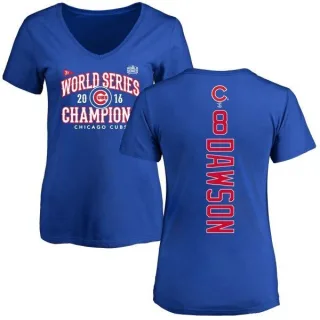 Andre Dawson Women's Chicago Cubs 2016 World Series Champions Back Name & Number V-Neck T-Shirt - Royal