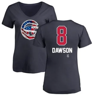 Andre Dawson Women's Chicago Cubs Name and Number Banner Wave V-Neck T-Shirt - Navy