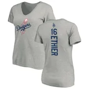 Andre Ethier Women's Los Angeles Dodgers Backer Slim Fit T-Shirt - Ash