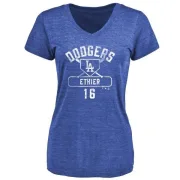 Andre Ethier Women's Los Angeles Dodgers Base Runner Tri-Blend T-Shirt - Royal