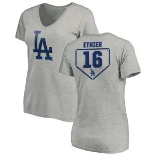 Andre Ethier Women's Los Angeles Dodgers RBI Slim Fit V-Neck T-Shirt - Heathered Gray