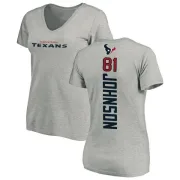 Andre Johnson Women's Houston Texans Backer V-Neck T-Shirt - Ash