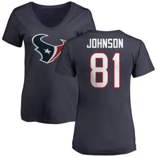 Andre Johnson Women's Houston Texans Name & Number Logo Slim Fit T-Shirt - Navy