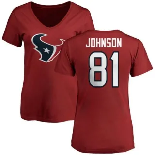 Andre Johnson Women's Houston Texans Name & Number Logo Slim Fit T-Shirt - Red