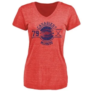 Andrei Markov Women's Montreal Canadiens Insignia Tri-Blend T-Shirt - Red