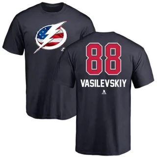 Andrei Vasilevskiy Tampa Bay Lightning Name and Number Banner Wave T-Shirt - Navy