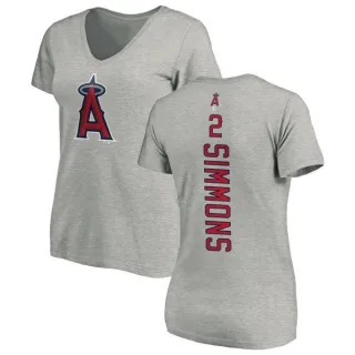 Andrelton Simmons Women's Los Angeles Angels of Anaheim Backer Slim Fit T-Shirt - Ash