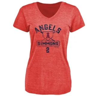 Andrelton Simmons Women's Los Angeles Angels of Anaheim Base Runner Tri-Blend T-Shirt - Red