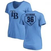 Andrew Kittredge Women's Tampa Bay Rays RBI Slim Fit V-Neck T-Shirt - Light Blue