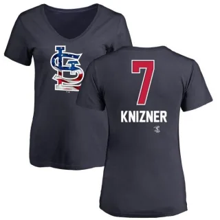 Andrew Knizner Women's St. Louis Cardinals Name and Number Banner Wave V-Neck T-Shirt - Navy