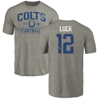 Andrew Luck Indianapolis Colts Gray Distressed Name & Number Tri-Blend T-Shirt