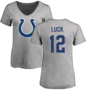 Andrew Luck Women's Indianapolis Colts Name & Number Logo Slim Fit T-Shirt - Ash