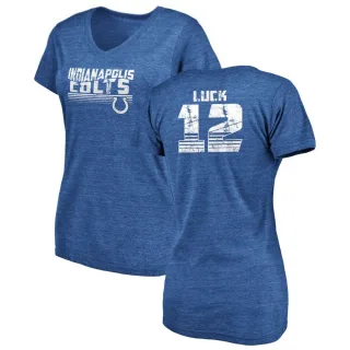 Andrew Luck Women's Indianapolis Colts Retro Tri-Blend V-Neck T-Shirt - Royal