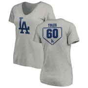 Andrew Toles Women's Los Angeles Dodgers RBI Slim Fit V-Neck T-Shirt - Heathered Gray