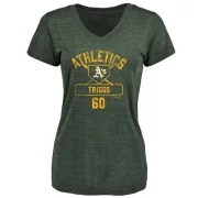 Andrew Triggs Women's Oakland Athletics Base Runner Tri-Blend T-Shirt - Green