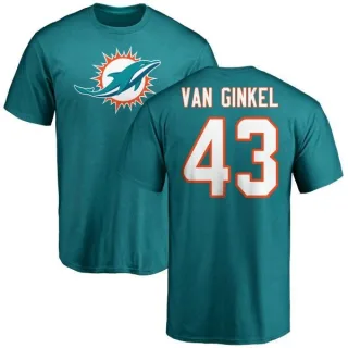 Andrew Van Ginkel Miami Dolphins Name & Number Logo T-Shirt - Aqua