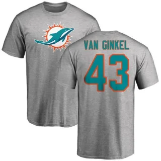 Andrew Van Ginkel Miami Dolphins Name & Number Logo T-Shirt - Ash