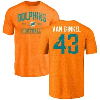 Andrew Van Ginkel Miami Dolphins Orange Distressed Name & Number Tri-Blend T-Shirt