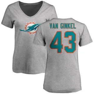 Andrew Van Ginkel Women's Miami Dolphins Name & Number Logo Slim Fit T-Shirt - Ash