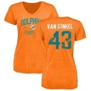 Andrew Van Ginkel Women's Miami Dolphins Orange Distressed Name & Number Tri-Blend V-Neck T-Shirt