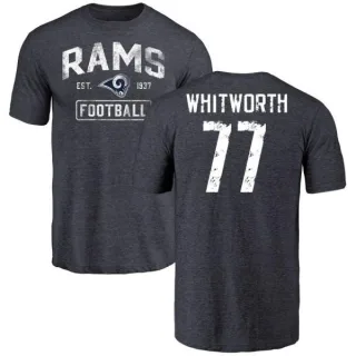 Andrew Whitworth Los Angeles Rams Distressed Name & Number Tri-Blend T-Shirt - Navy