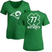 Andrew Whitworth Women's Los Angeles Rams Green St. Patrick's Day Name & Number V-Neck T-Shirt