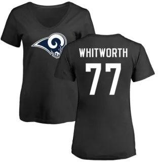 Andrew Whitworth Women's Los Angeles Rams Name & Number Logo Slim Fit T-Shirt - Black