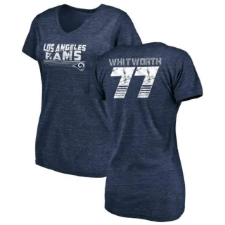 Andrew Whitworth Women's Los Angeles Rams Retro Tri-Blend V-Neck T-Shirt - Navy