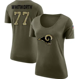 Andrew Whitworth Women's Los Angeles Rams Salute to Service Olive Legend Scoop Neck T-Shirt