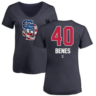 Andy Benes Women's San Diego Padres Name and Number Banner Wave V-Neck T-Shirt - Navy