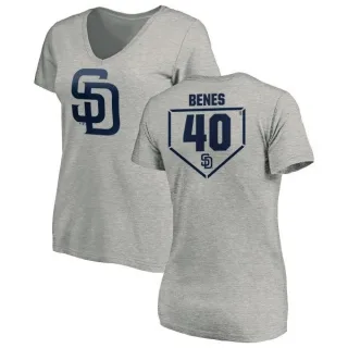 Andy Benes Women's San Diego Padres RBI Slim Fit V-Neck T-Shirt - Heathered Gray