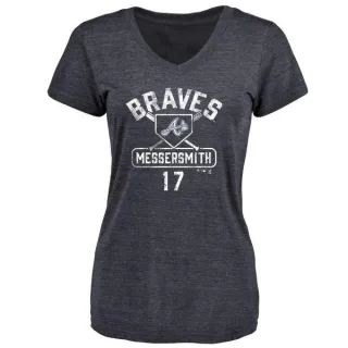 Andy Messersmith Women's Atlanta Braves Base Runner Tri-Blend T-Shirt - Navy