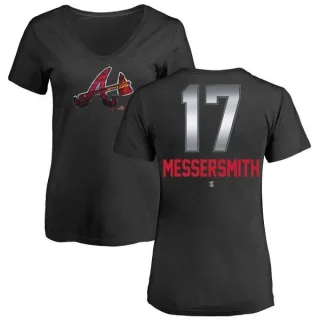 Andy Messersmith Women's Atlanta Braves Midnight Mascot V-Neck T-Shirt - Black