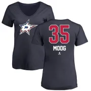 Andy Moog Women's Dallas Stars Name and Number Banner Wave V-Neck T-Shirt - Navy