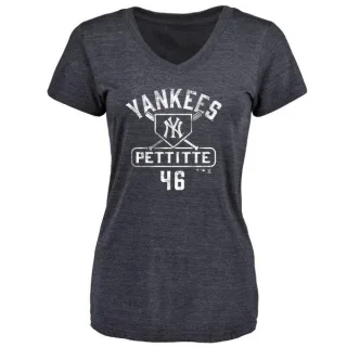 Andy Pettitte Women's New York Yankees Base Runner Tri-Blend T-Shirt - Navy