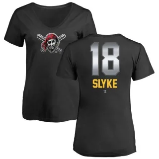 Andy Van Slyke Women's Pittsburgh Pirates Midnight Mascot V-Neck T-Shirt - Black