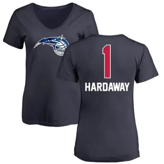 Anfernee Hardaway Women's Orlando Magic Navy Name and Number Banner Wave V-Neck T-Shirt