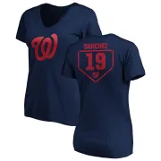 Anibal Sanchez Women's Washington Nationals RBI Slim Fit V-Neck T-Shirt - Navy