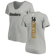 Anthony Chickillo Women's Pittsburgh Steelers Backer V-Neck T-Shirt - Ash