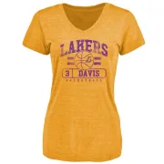 Anthony Davis Women's Los Angeles Lakers Gold Baseline Tri-Blend T-Shirt